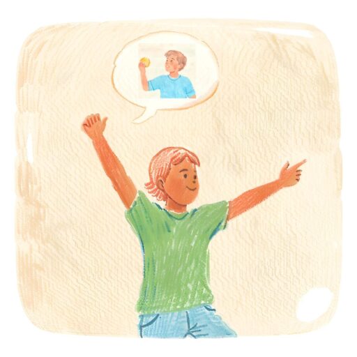 動きを考える子どものイラスト
