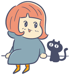 魔女の女の子が黒猫一緒に座っているイラスト